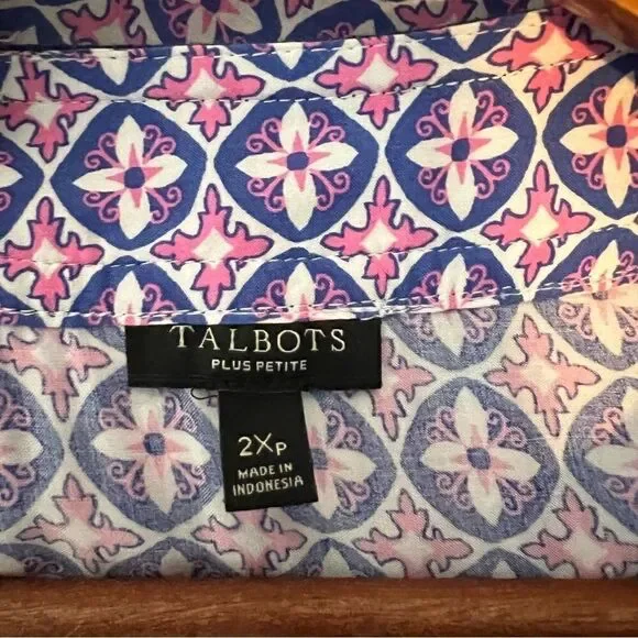 Talbots Plus Petite 2Xp Cotton Floral Pullover 3/4 Sleeve Top Lightweight - Picture 2 of 5